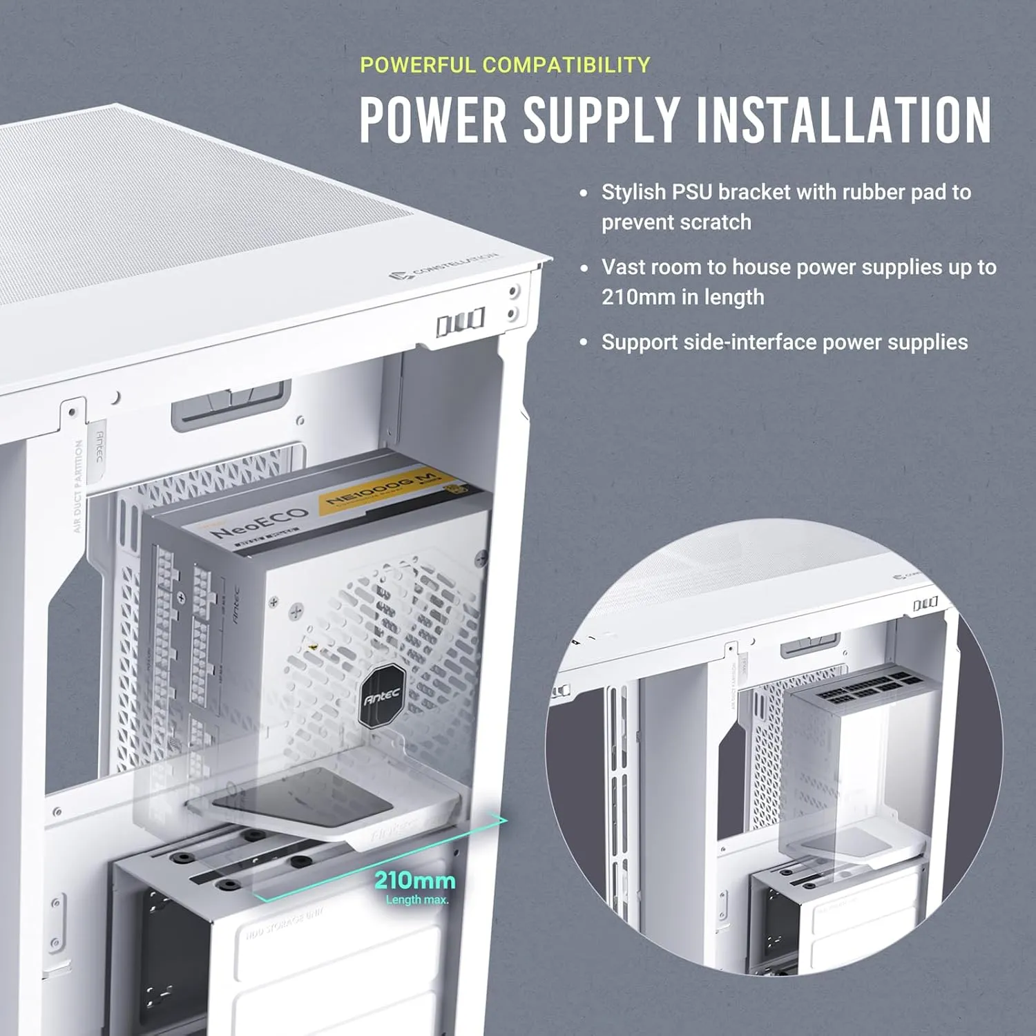 Antec C8 ARGB (E-ATX) Full Tower Cabinet (White) overview 17