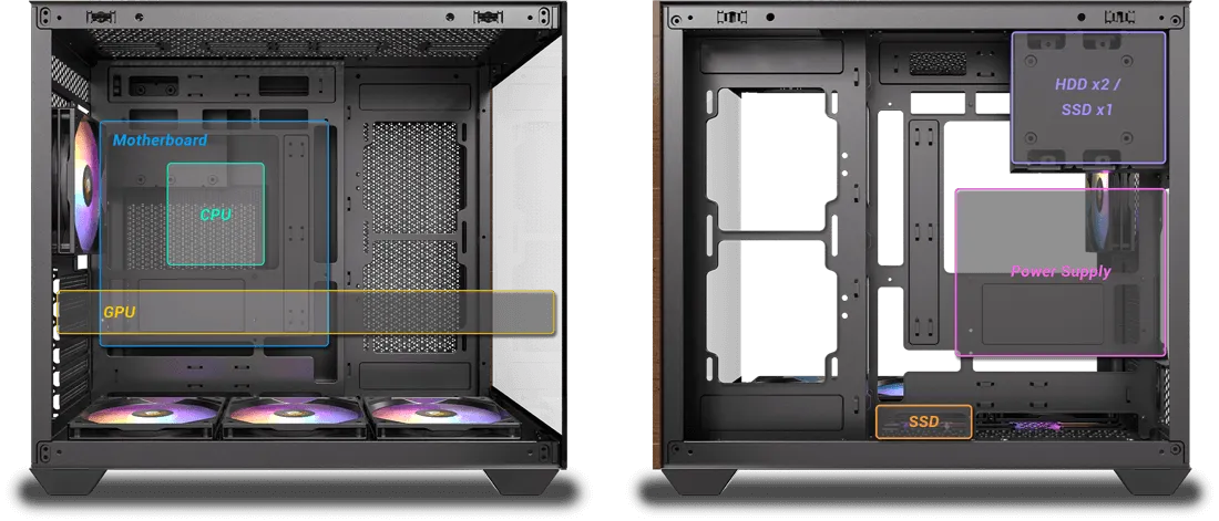 Antec CX800 Wood ARGB Mid Tower Tempered Glass PC Gaming Case (Black) overview 4