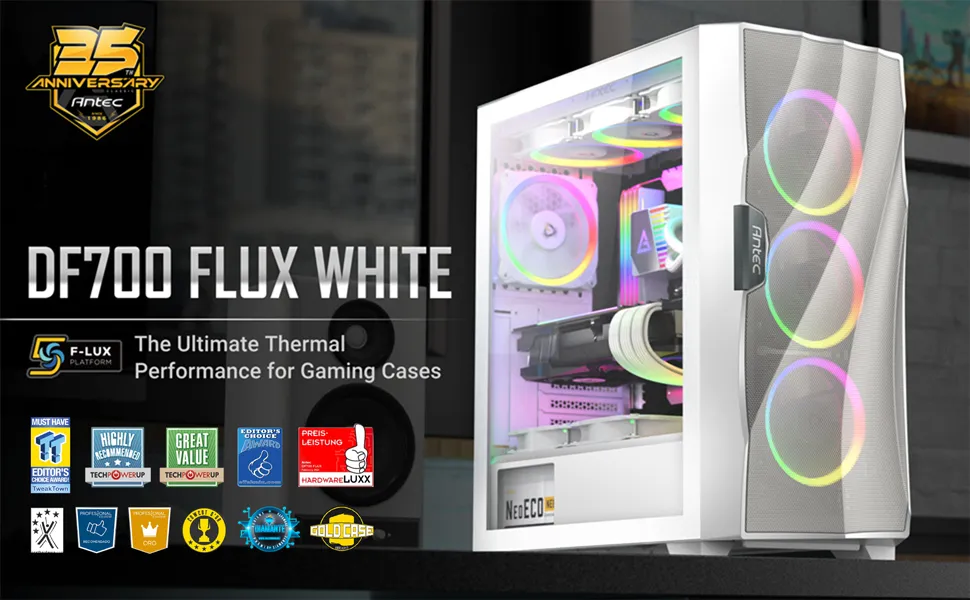 Antec DF700 FLUX ARGB (ATX) Mid Tower Cabinet (White) overview 1