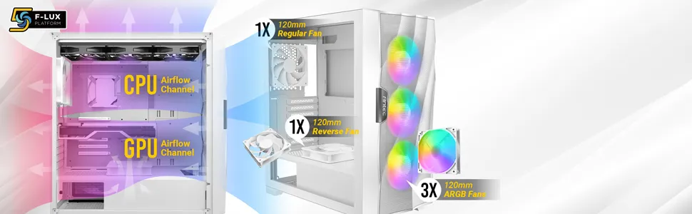 Antec DF700 FLUX ARGB (ATX) Mid Tower Cabinet (White) overview 4