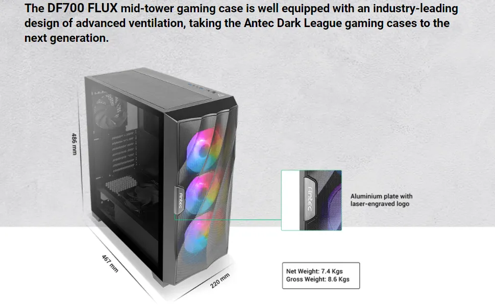 Antec DF700 FLUX ARGB Cabinet (Black) overview 4