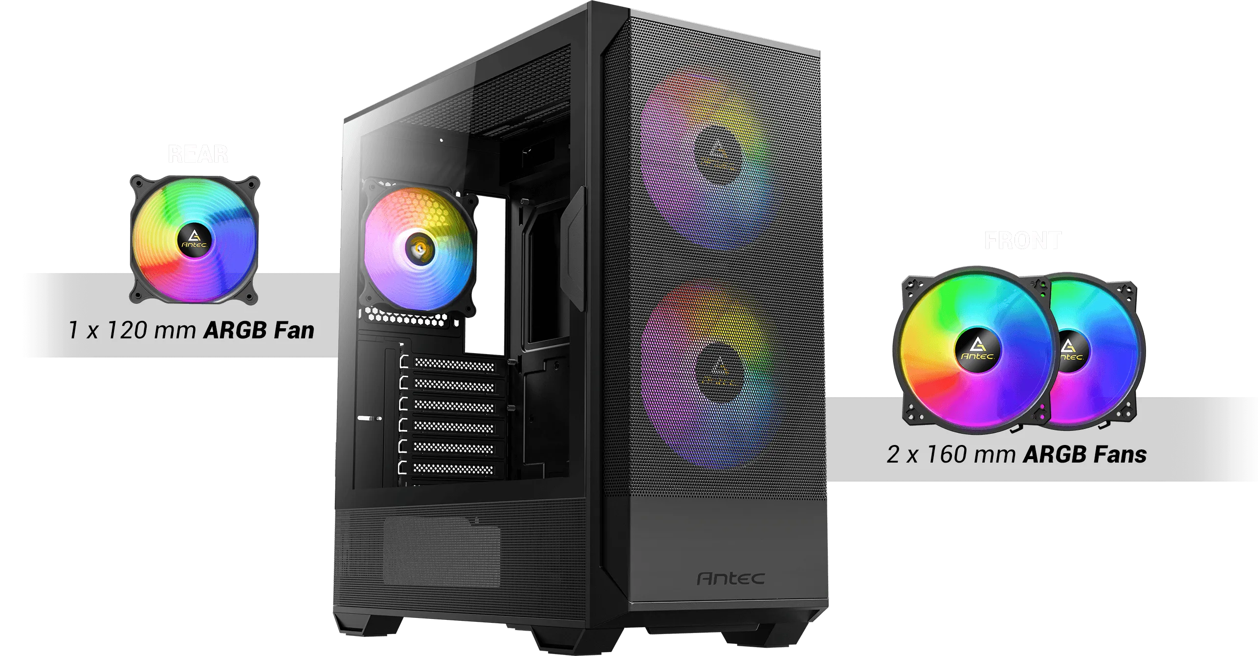 Antec NX416L ARGB (ATX) Mid Tower Cabinet (Black) overview 2