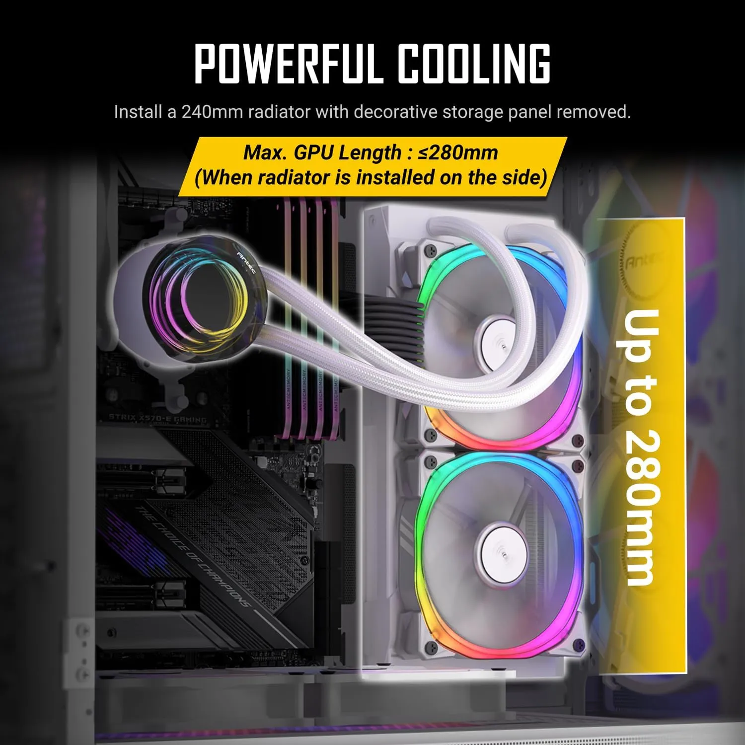 Antec NX416L ARGB (ATX) Mid Tower Cabinet (White) overview 3