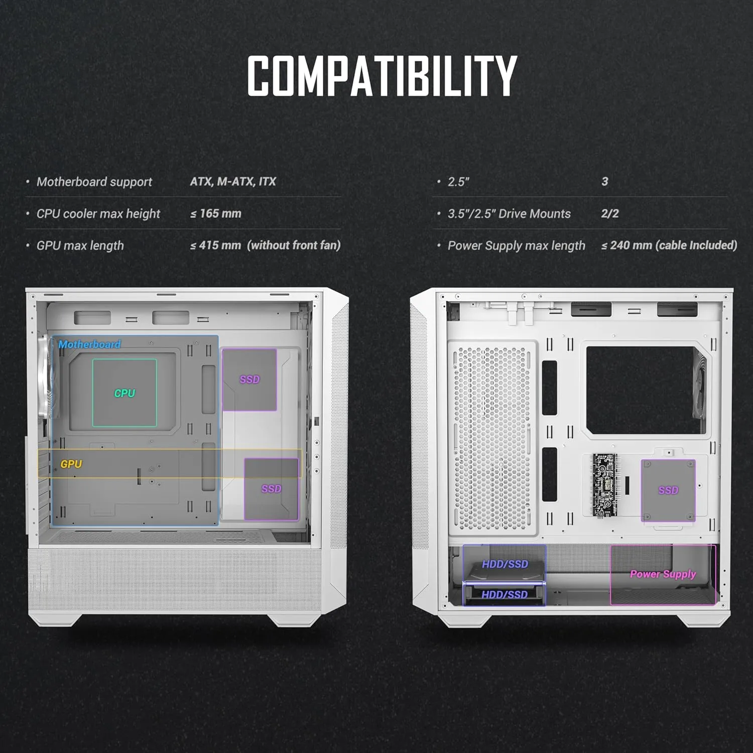 Antec NX416L ARGB (ATX) Mid Tower Cabinet (White) overview 8