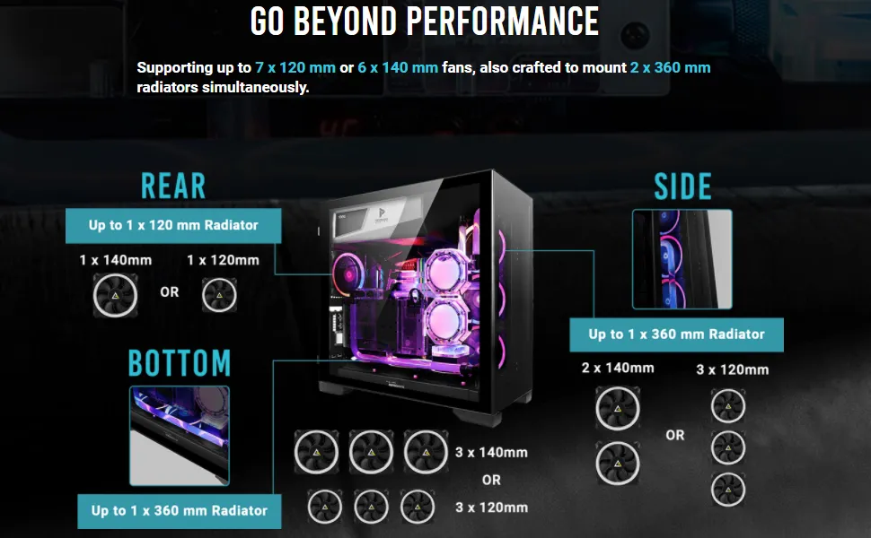 Antec P120 Crystal Mid Tower Gaming Cabinet (Black) overview 3