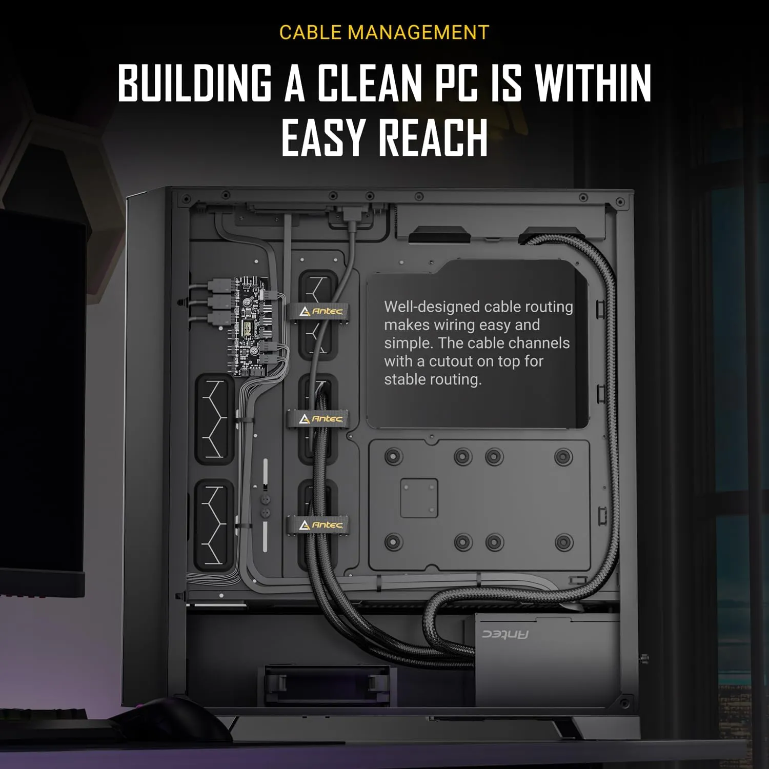 Antec P20C ARGB E-ATX Mid Tower Cabinet With Tempered Glass Side Panel (Black) overview 6