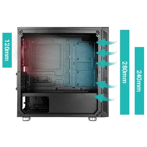 Antec VSK10 Cabinet mATX mini Tower PC Case (Black) overview 6