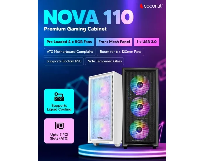 COCONUT Gaming Cabinet RGB NOVA 110 (WHITE) overview 1