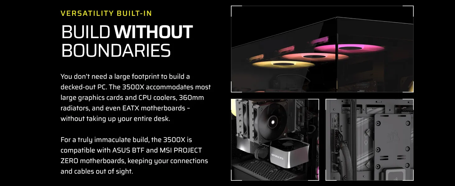 CORSAIR 3500X ARGB Tempered Glass Mid-Tower PC Case (Black) overview 1