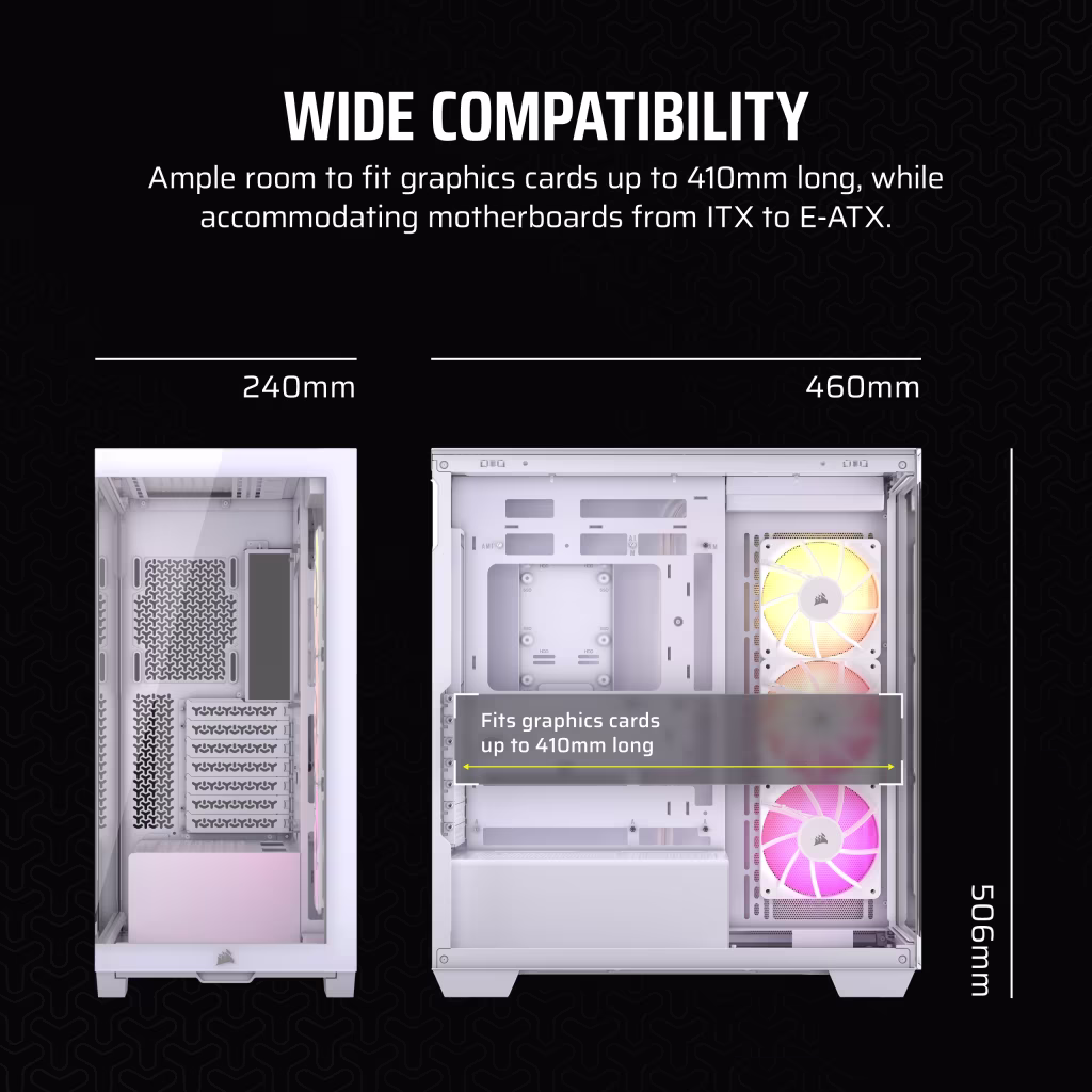 CORSAIR 3500X ARGB Tempered Glass Mid-Tower PC Case (White) overview 11