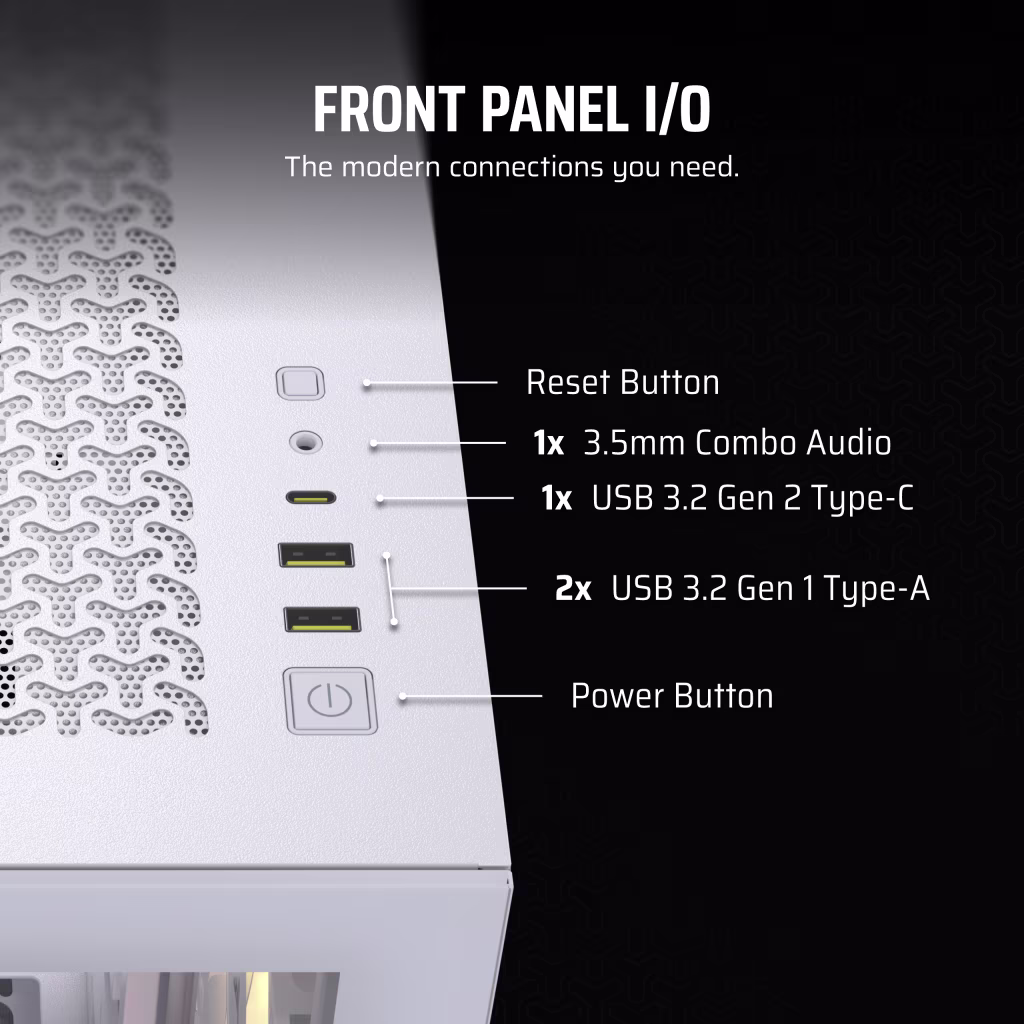 CORSAIR 3500X ARGB Tempered Glass Mid-Tower PC Case (White) overview 12