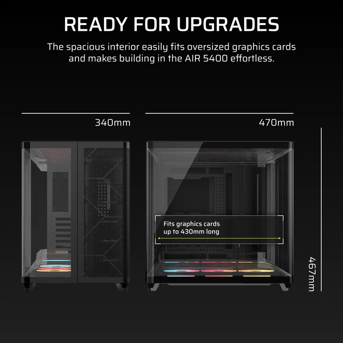 CORSAIR AIR 5400 RS-R ARGB EATX Cabinet (Black) overview 2