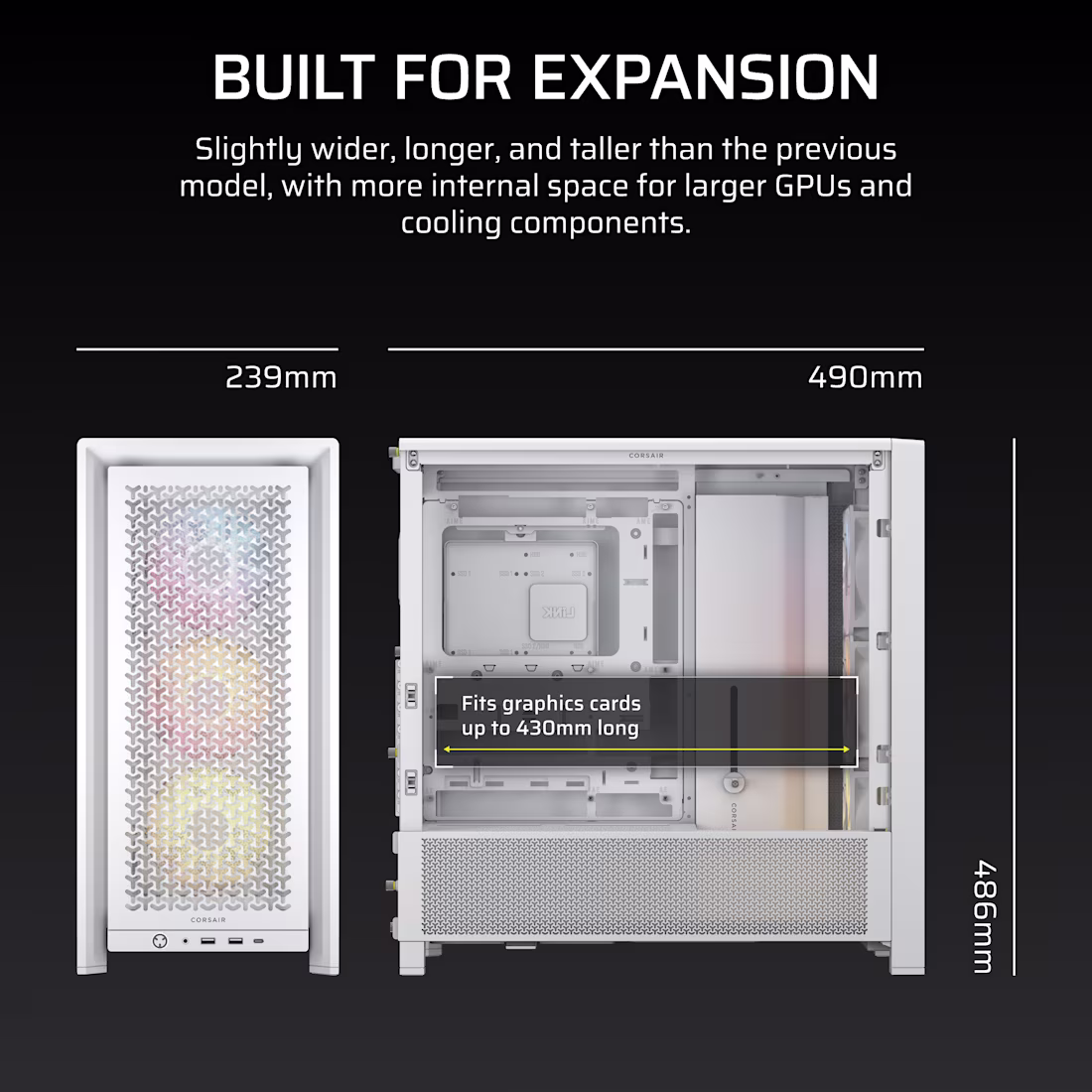 CORSAIR Frame 4000D RS ARGB Modular Mid-Tower ATX Cabinet (White) overview 12