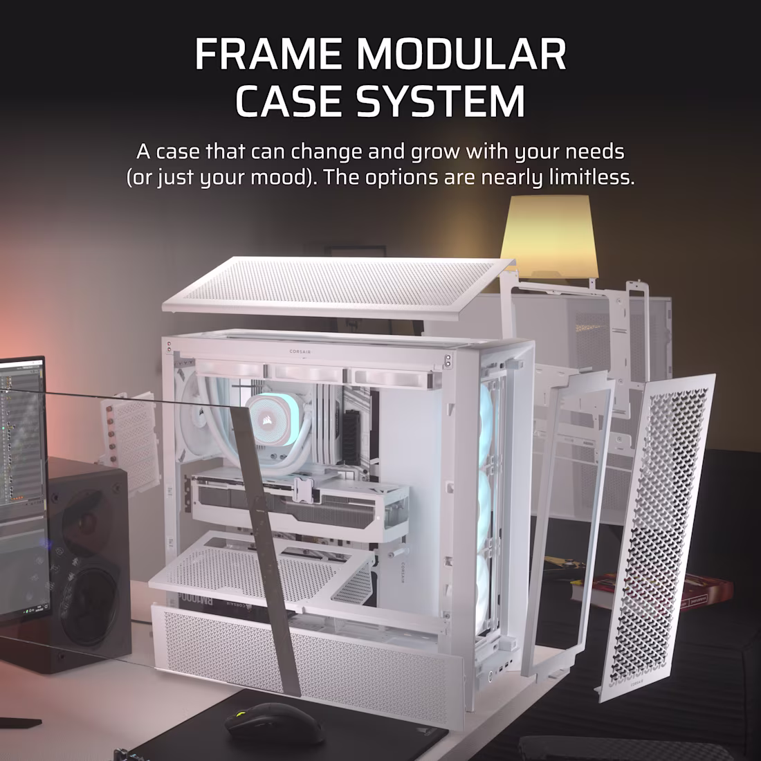 CORSAIR Frame 4000D RS ARGB Modular Mid-Tower ATX Cabinet (White) overview 2