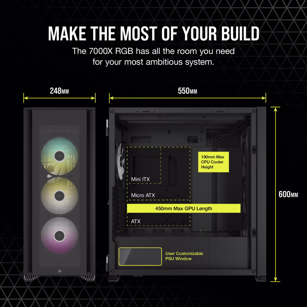 CORSAIR ICUE 7000X RGB (ATX) Cabinet (Black) overview 4