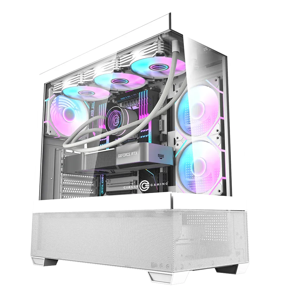 Circle Defender ZX3 ARGB ATX Mid Tower Gaming Cabinet (White) overview 1
