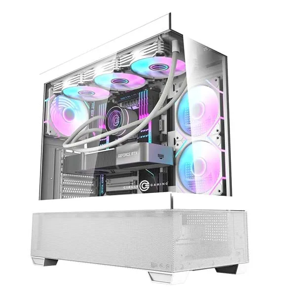 Circle Defender ZX3 ARGB ATX Mid Tower Gaming Cabinet (White)