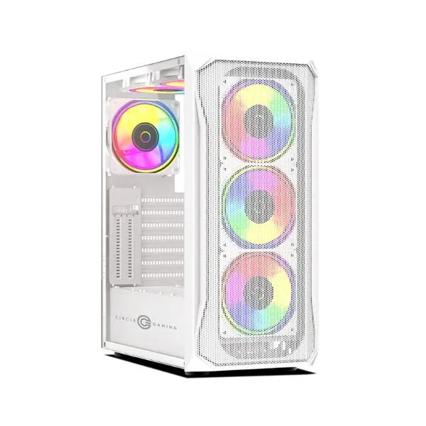 Circle Elegantor X1 ARGB Mid-Tower Computer Case Gaming Cabinet - White