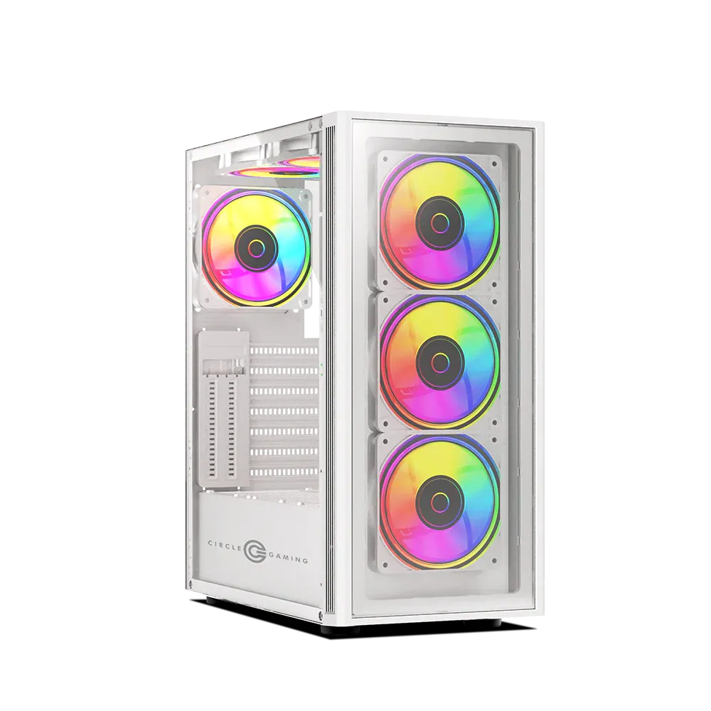 Circle Elegantor X5 ARGB Mid-Tower Computer Case Gaming Cabinet - White overview 1