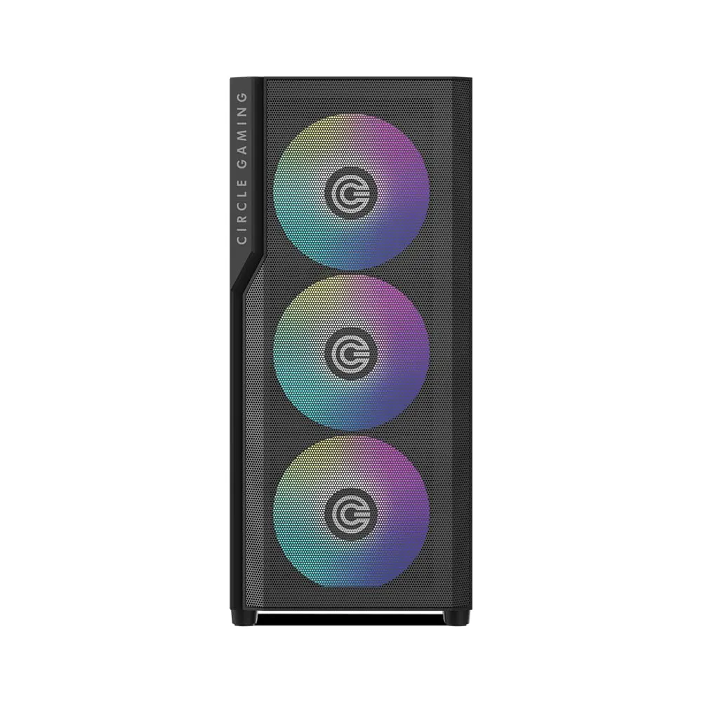 Circle Eliminator X5 Black Mid Tower Computer Case | Gaming Cabinet - Black | Support ATX, M-ATX, ITX | Pre- Installed 3 x 140mm Front and 1 x 120mm Rear ARGB Fans overview 1