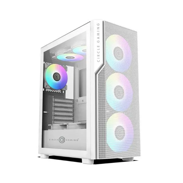 Circle Eliminator X5 TYPE C 2.0 Mid-Tower Computer Case Gaming Cabinet - White