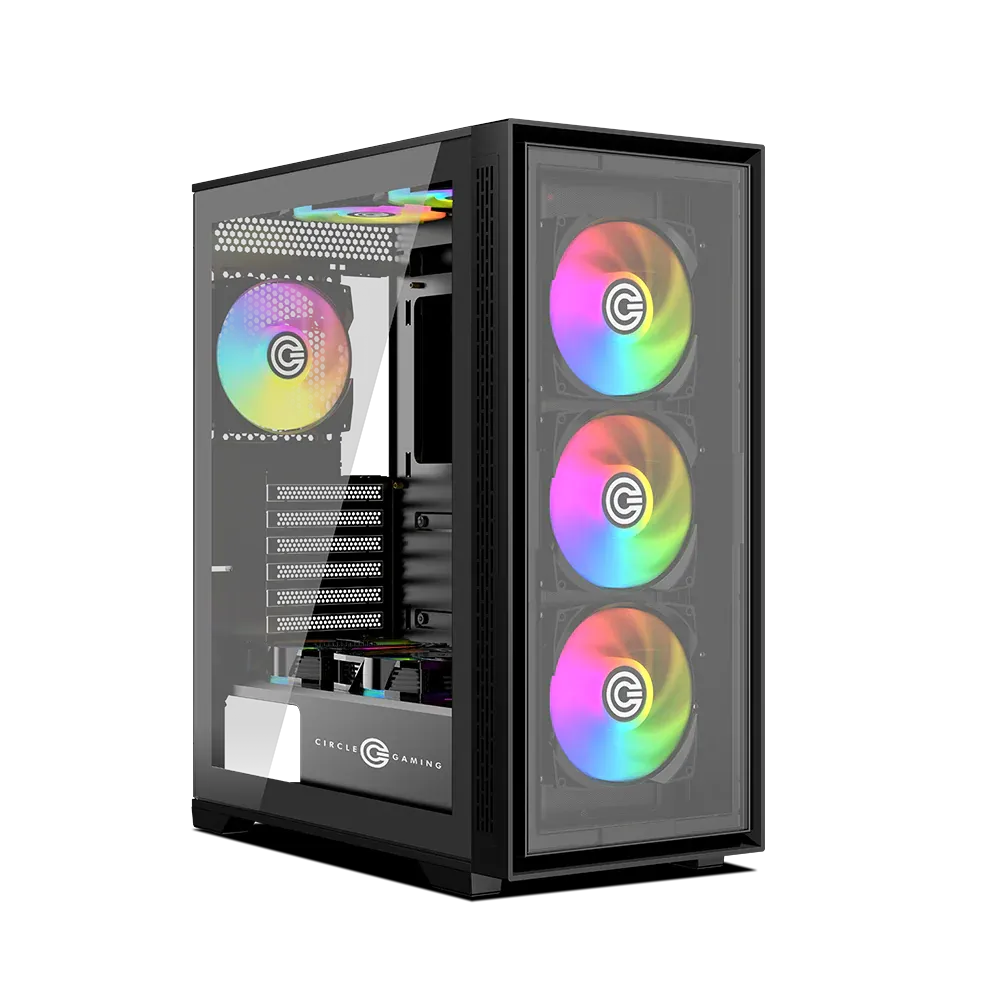 Circle Furious 240 Glass ARGB (ATX) Mid Tower Gaming Cabinet (Black) overview 1