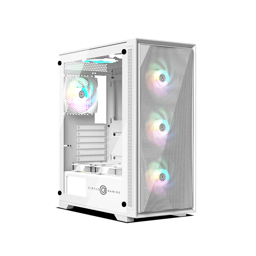 Circle Furious Mesh 240 ARGB Mid-Tower Computer Case Gaming Cabinet - White overview 1