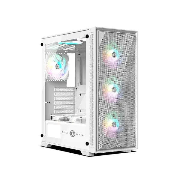 Circle Furious Mesh 240 ARGB Mid-Tower Computer Case Gaming Cabinet - White