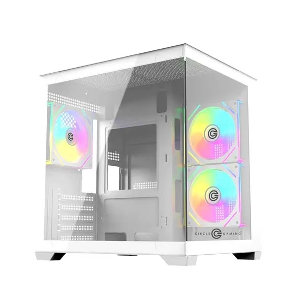 Circle Lucid Micro M3 M-ATX Mid-Tower Gaming Cabinet (White)