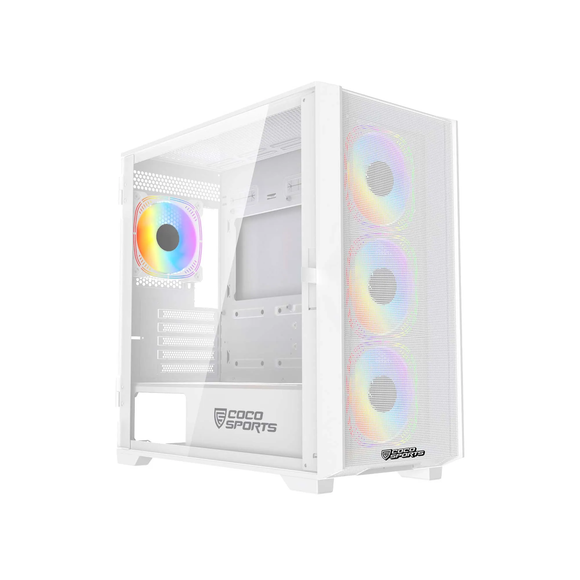 Coconut Rampage Elite Mesh mATX Gaming Cabinet - White overview 1