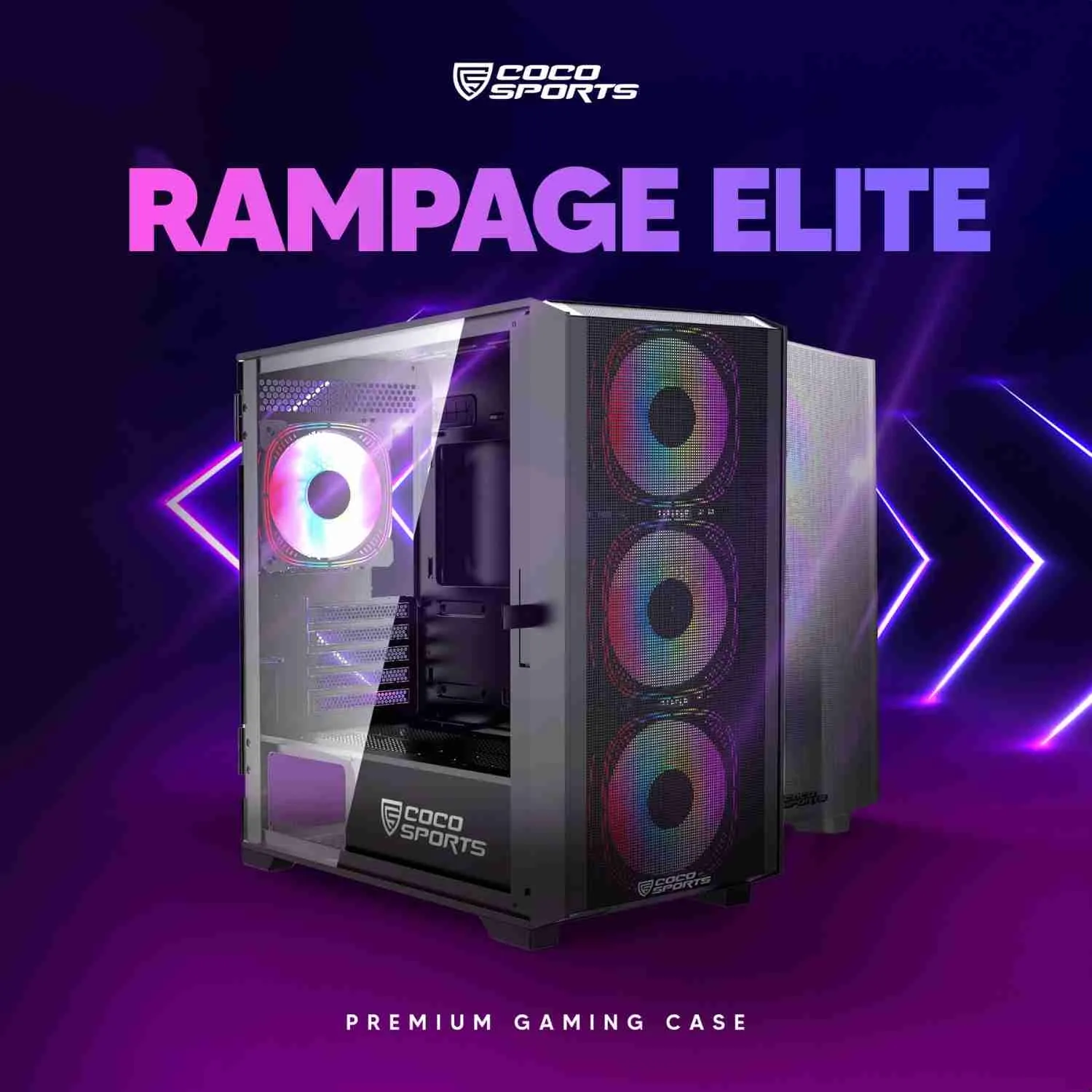 Coconut Rampage Elite Mesh mATX Gaming Cabinet overview 2