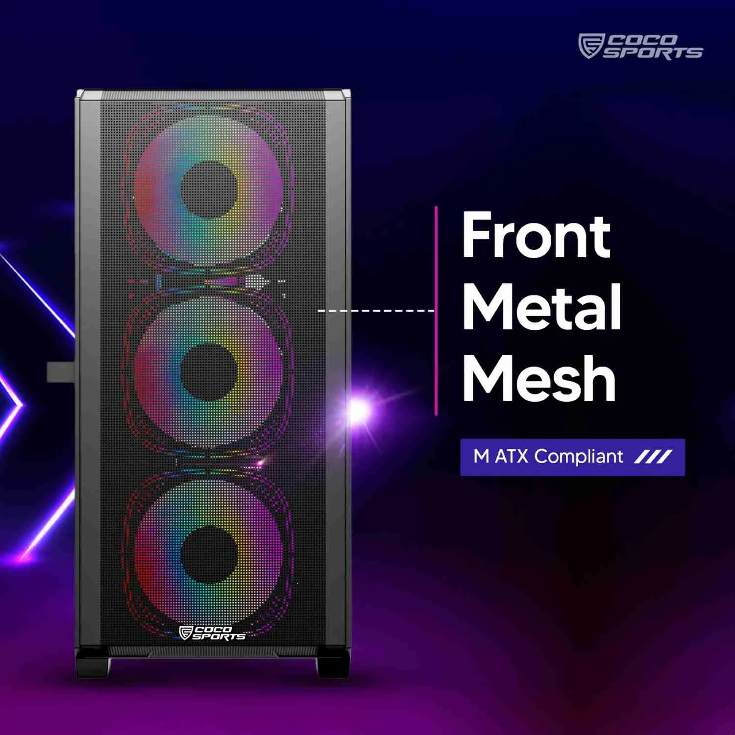 Coconut Rampage Elite Mesh mATX Gaming Cabinet overview 3