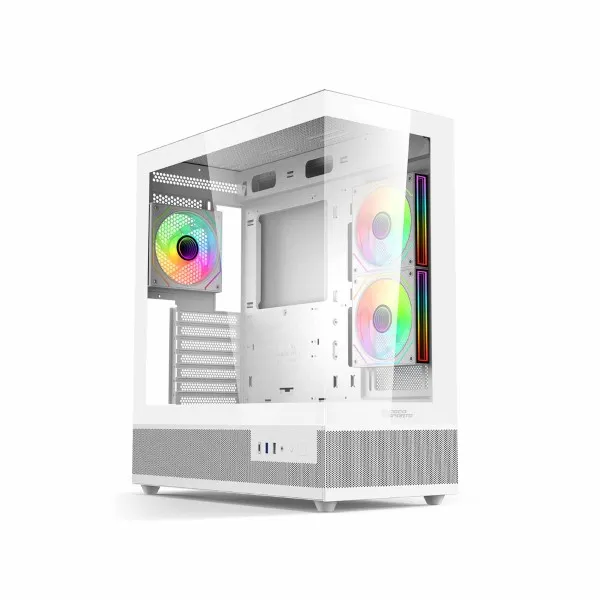 Coconut Stark Z7 Glass Mid Tower Gaming Cabinet - White