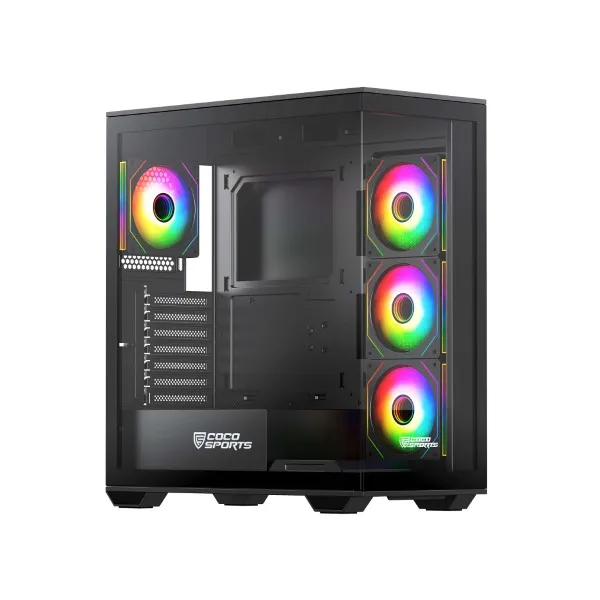 Coconut Stark Z9 Glass Mid Tower Gaming Cabinet - Black