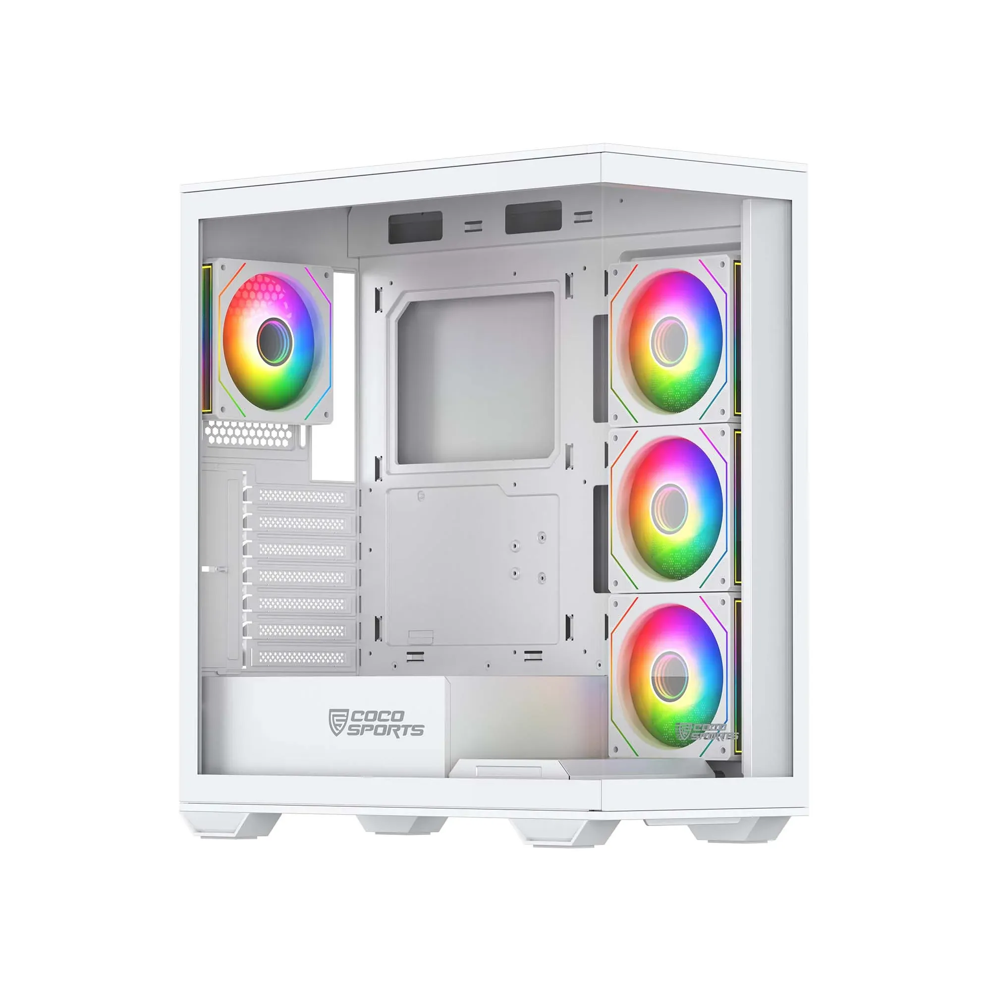 Coconut Stark Z9 Glass Mid Tower Gaming Cabinet - White overview 1