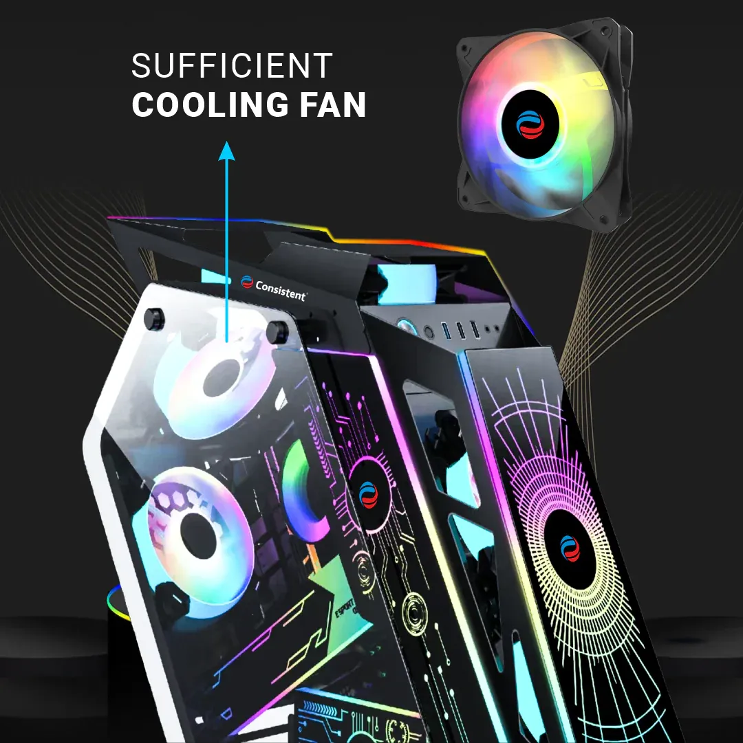 Consistent Black Destroyer Gaming Cabinet 2012 | Support : Micro ATX/Mini-ITX | Front Port: USB2.0 * 1+USB3.0 * 1+HD Audio | with Tempered Glass overview 2
