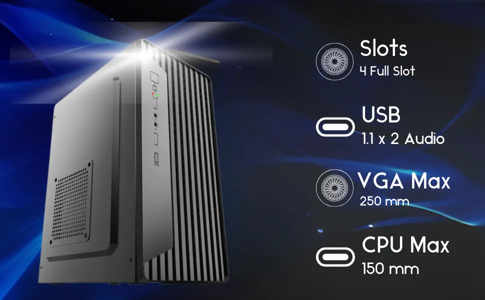 Consistent CIE105 PC Case/SMPS Computer Case 4 Full Slots VGA Max 250mm overview 3