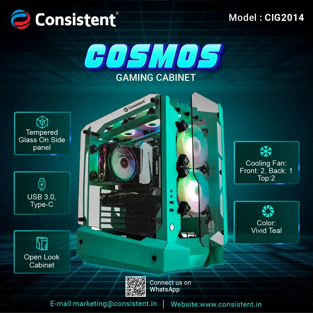 Consistent Cosmos Gaming Cabinet 2014 | Support : Micro ATX/Mini-ITX | USB 3.0 Type-C | Tempered Glass on Side & Front Panel overview 1