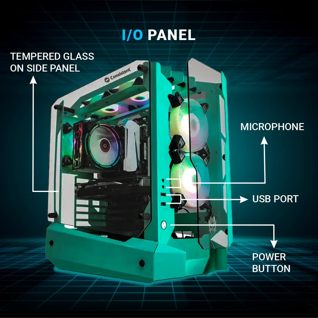 Consistent Cosmos Gaming Cabinet 2014 | Support : Micro ATX/Mini-ITX | USB 3.0 Type-C | Tempered Glass on Side & Front Panel overview 3