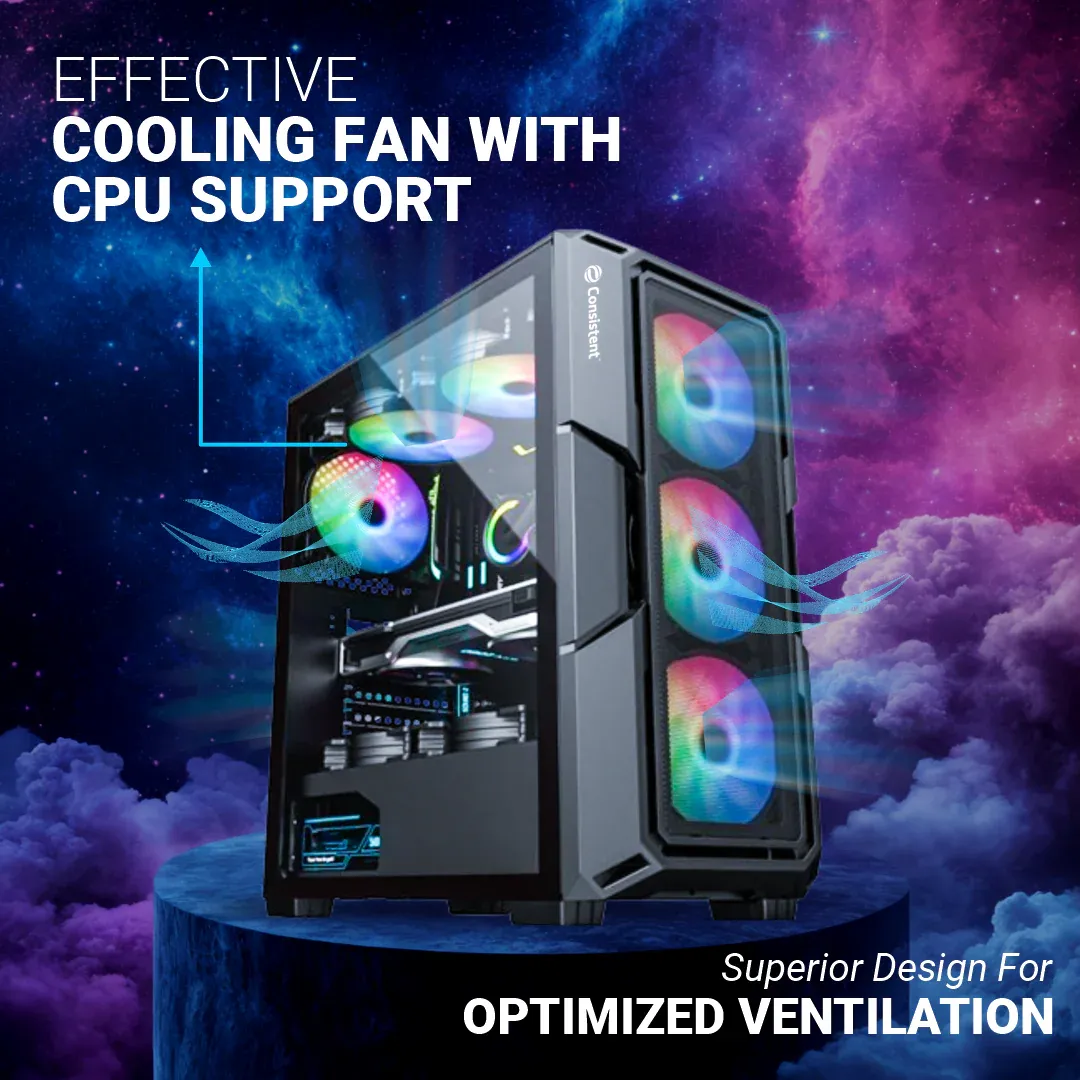Consistent Lunar Gaming Cabinet 2010 | Support: Micro ATX/ATX/ITX | 6 FRGB Cooling Fan | Total Fan Option 8 overview 2