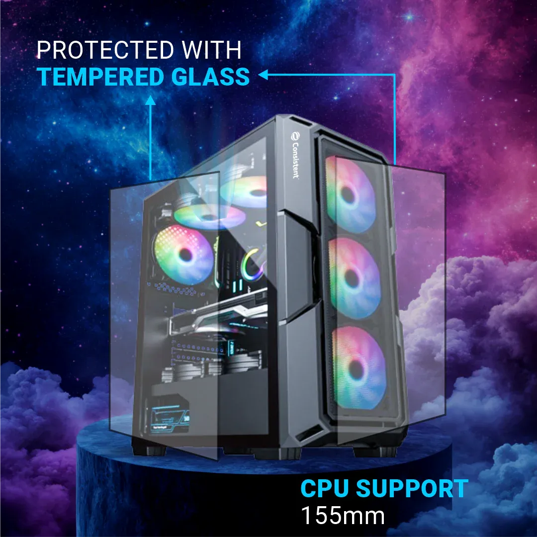 Consistent Lunar Gaming Cabinet 2010 | Support: Micro ATX/ATX/ITX | 6 FRGB Cooling Fan | Total Fan Option 8 overview 3