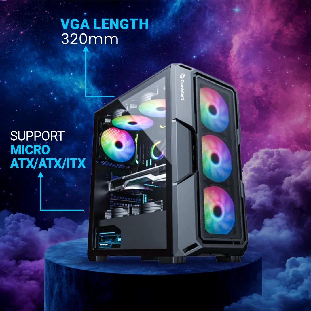 Consistent Lunar Gaming Cabinet 2010 | Support: Micro ATX/ATX/ITX | 6 FRGB Cooling Fan | Total Fan Option 8 overview 4