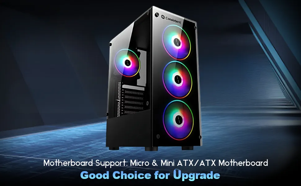 Consistent Neon Gaming Cabinet 2001 | Support : Micro ATX/ Mini ATX | Case Size (Front):350*185*410mm | CPU Height : 150mm | Fan Optional : 3FR Gb Fan overview 4