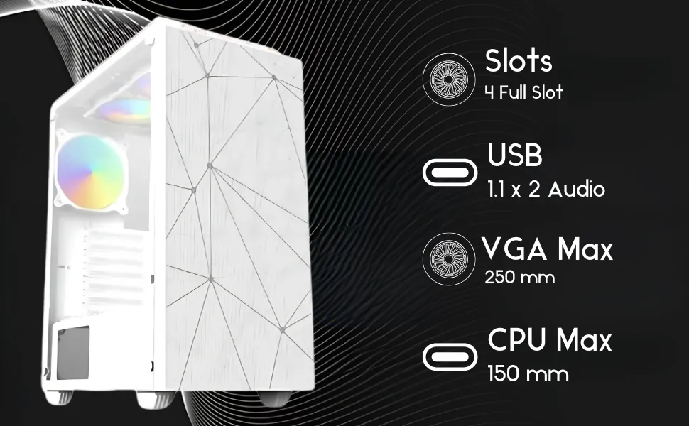 Consistent Nexus Gaming Cabinet 2003 | Slots - 4Full Slot | VGA Max- 250mm | CPU Max-150 mm | USB -1.1 x 2 Audio overview 3