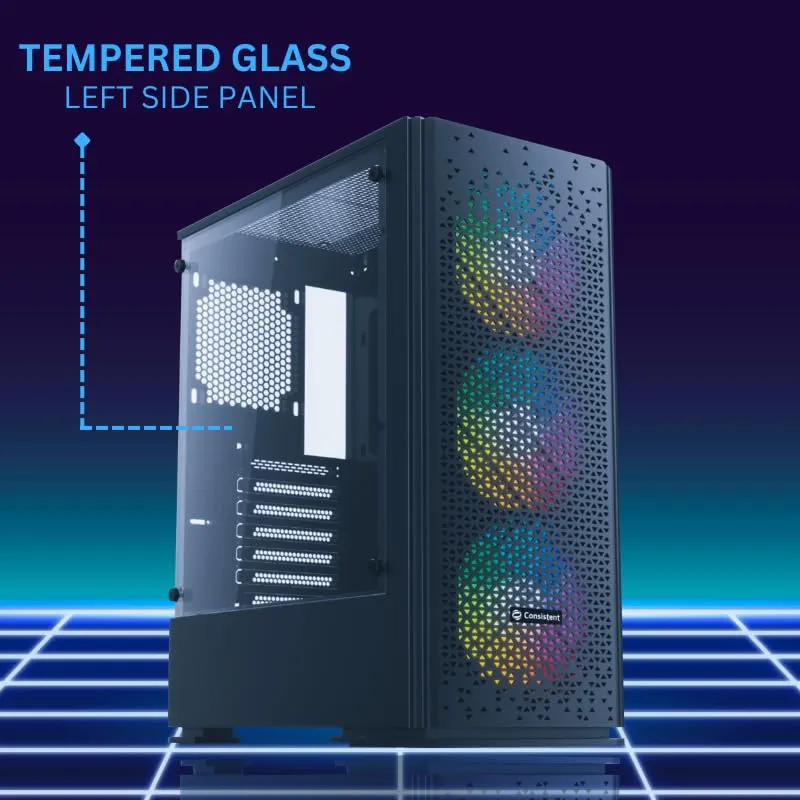 Consistent VECTOR Gaming PC Case (CIG2006) Black | Support :ATX, Micro ATX, and Mini ATX, along with ATX 12V | USB 3.0*1,1.0*2 overview 3