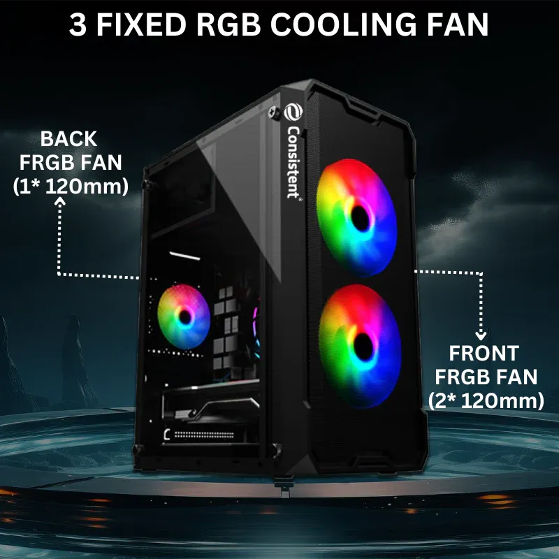 Consistent Venus Gaming Cabinet 2008 | with Tempered Glass Side Panel | Support:Micro-ATX | 3 Fixed Color Fans overview 4