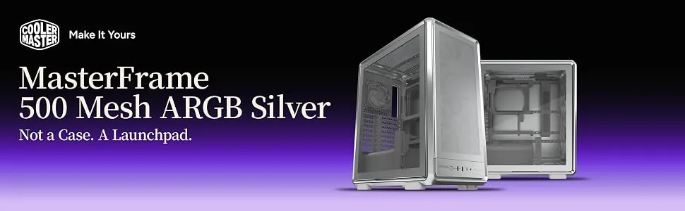 Cooler Master MasterFrame 500 Mesh ARGB Silver E-ATX Mid Tower Case overview 1
