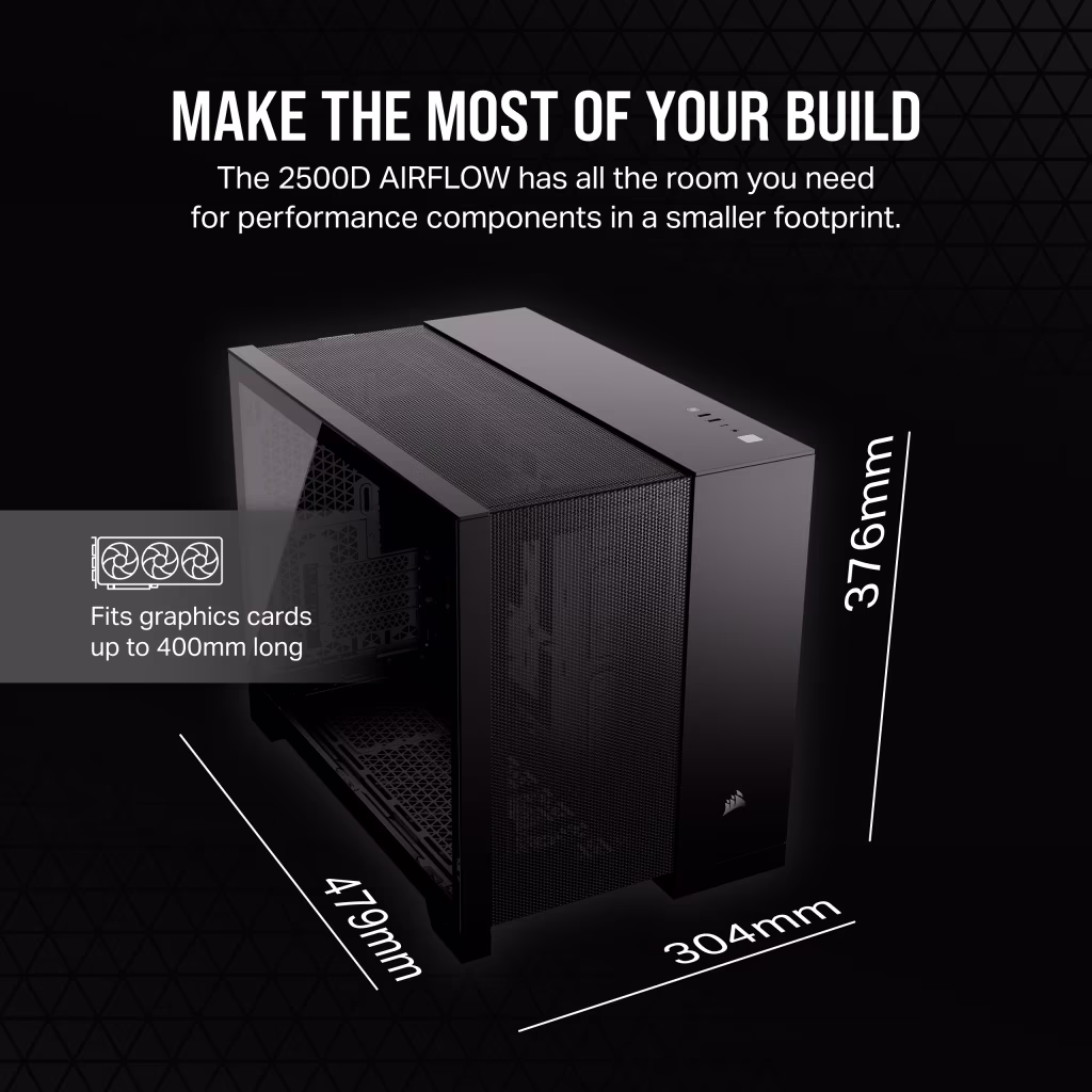 Corsair 2500D Airflow (M-ATX) Mid-Tower Cabinet (Black) overview 4