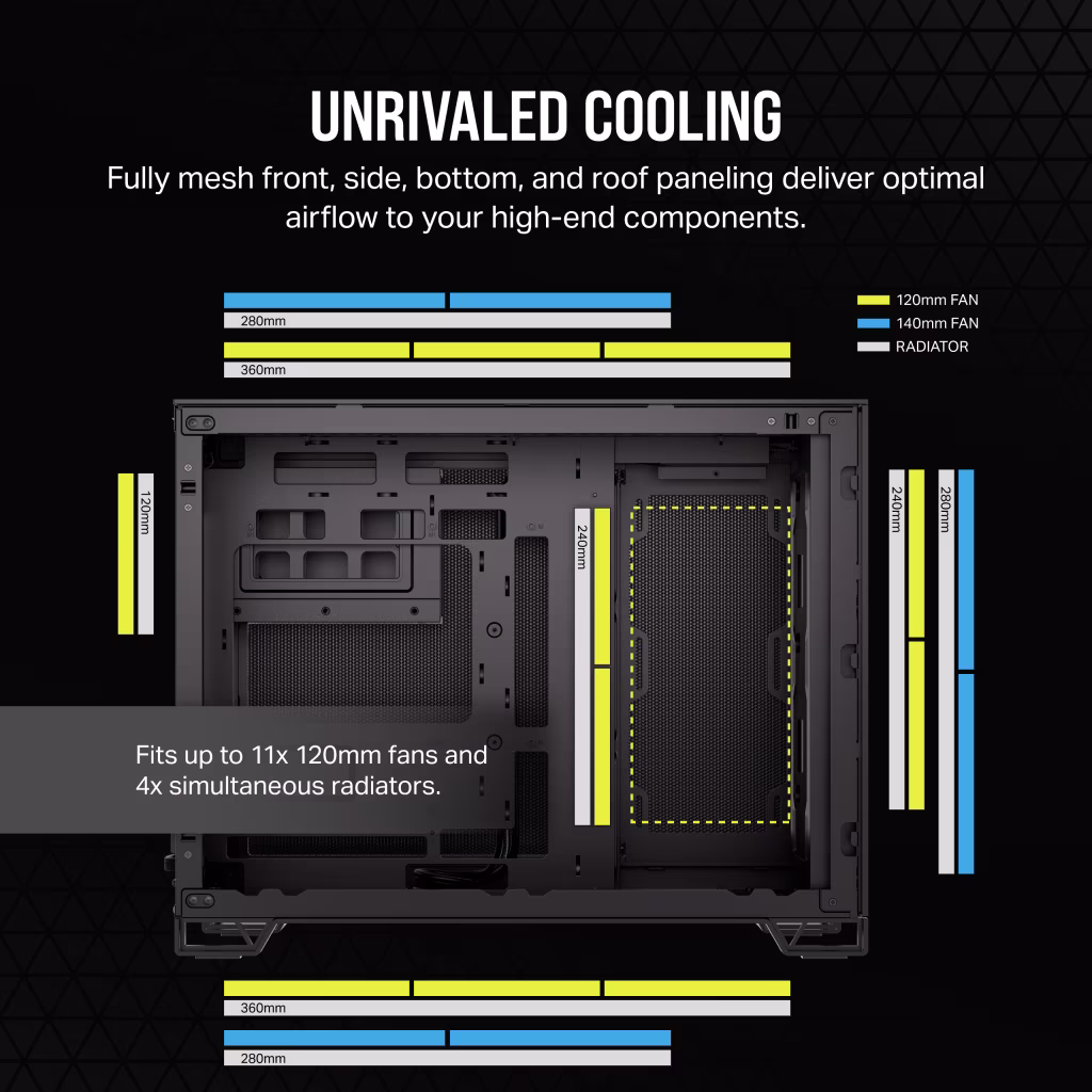 Corsair 2500D Airflow (M-ATX) Mid-Tower Cabinet (Black) overview 5