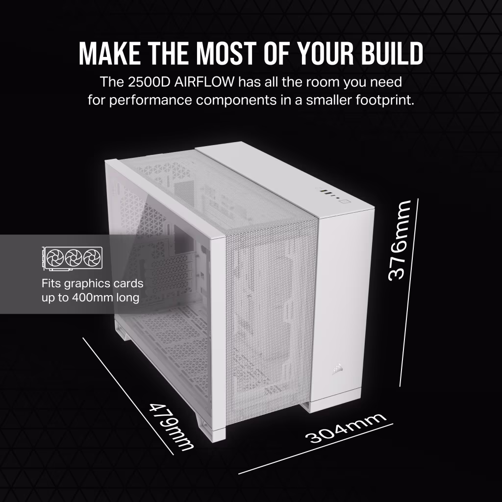 Corsair 2500D Airflow (M-ATX) Mid-Tower Cabinet (White) overview 4